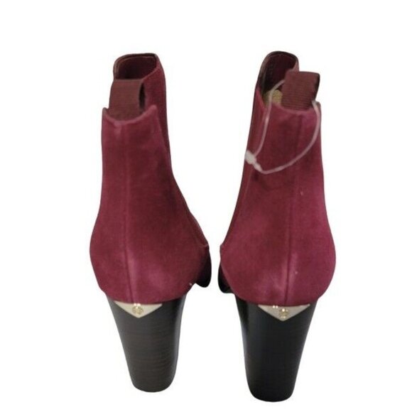 NWOT Michael Kors 9 Lottie Berry Red Leather Suede Ankle Boots Booties 120569 - Picture 4 of 6